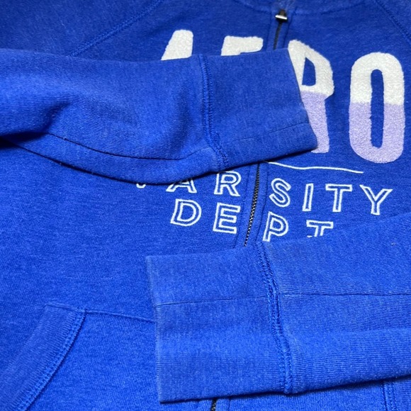 Aeropostale Blue "AERO Varsity Dept" Full Zip Hoodie Womens Size Small Y2K - Picture 11 of 12